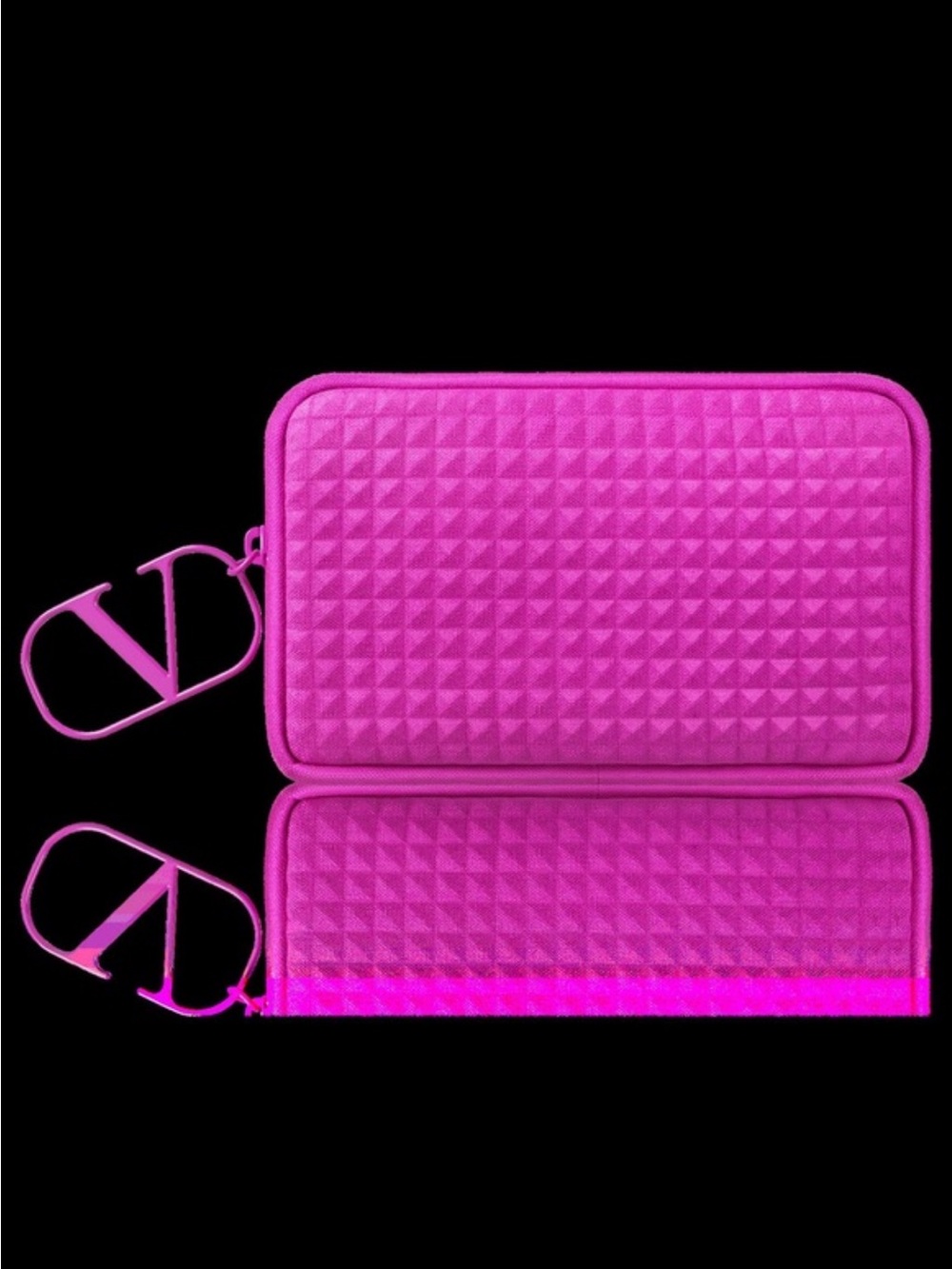 Valentino Hot Pink Fuchsia Cosmetic Pouch Bag